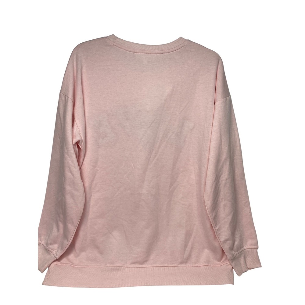 Workshop Republic Clothing Love Appliqué Pink Crewneck Sweatshirt Women's Large - Picture 3 of 8